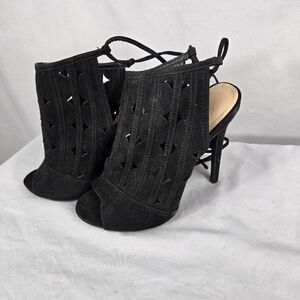 Justfab Rachel Women's Black High 4" Heels Size 7.5 M Calf Lace 30" Stiletto